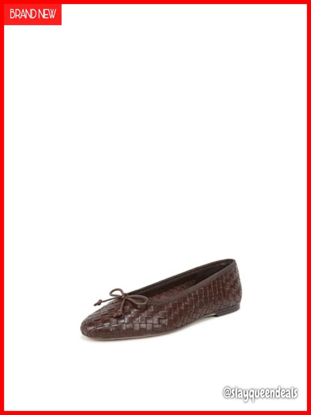 Woven Leather Ballet Flats Square Toe Slip-On